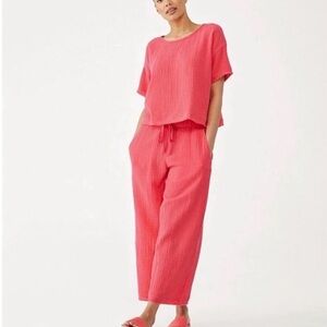 Eileen Fisher Coral Organic Cotton Pants Set